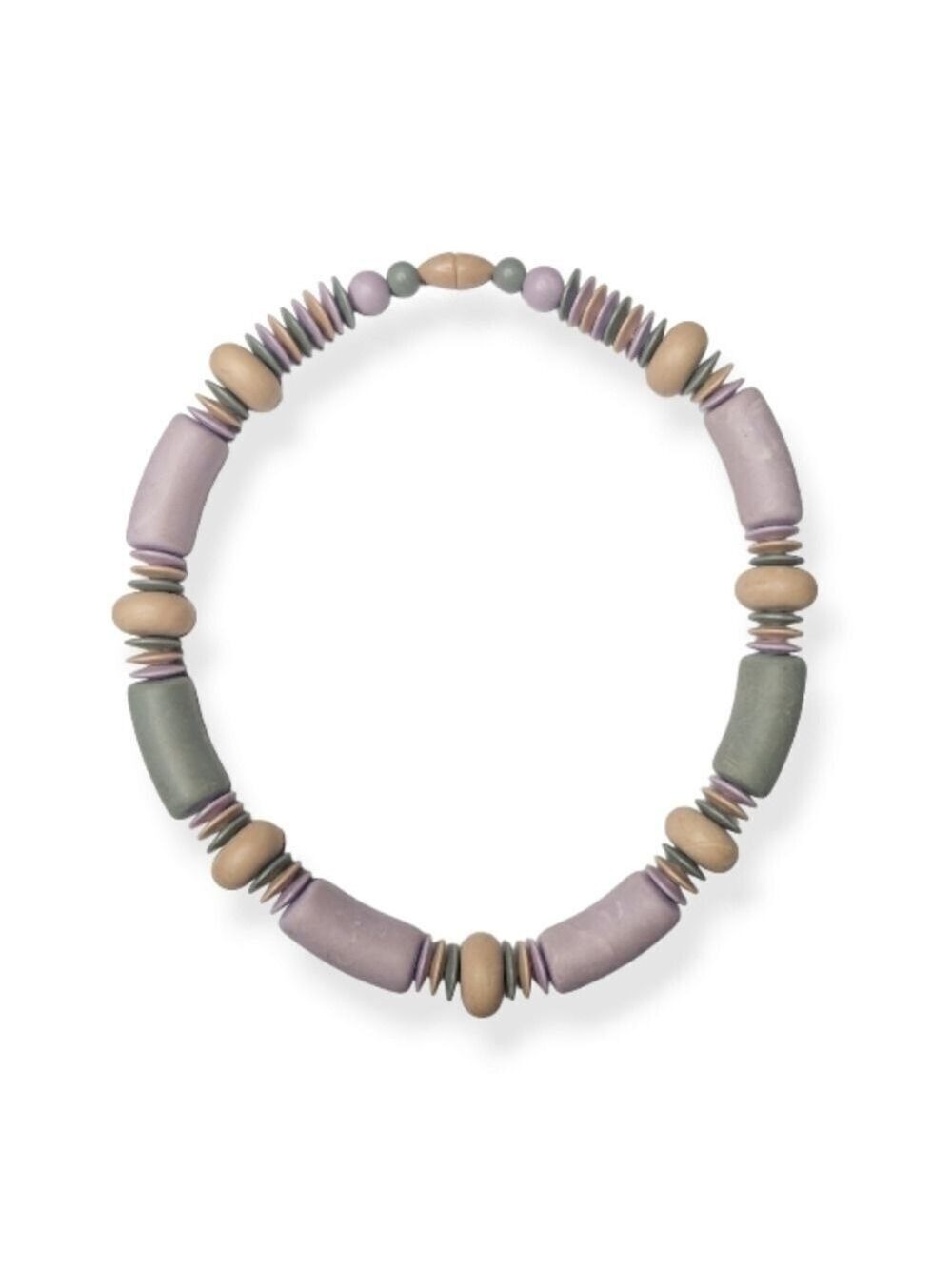 1987 Vintage Morandi Pastel Purple Green & Cream Chunky Bead Necklace